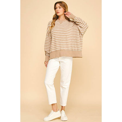 Between the Lines Textured Striped Pullover Top