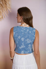 Load image into Gallery viewer, Forever In Bloom Floral Jacquard Denim Vest