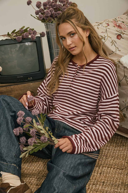 Just My Type Henley Sweater