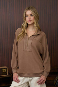 Peak Performance Half Zip Waffle Knit Top