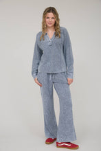 Load image into Gallery viewer, In My Comfy Era Mineral Washed Ribbed Split Neck Long Sleeve Knit Top