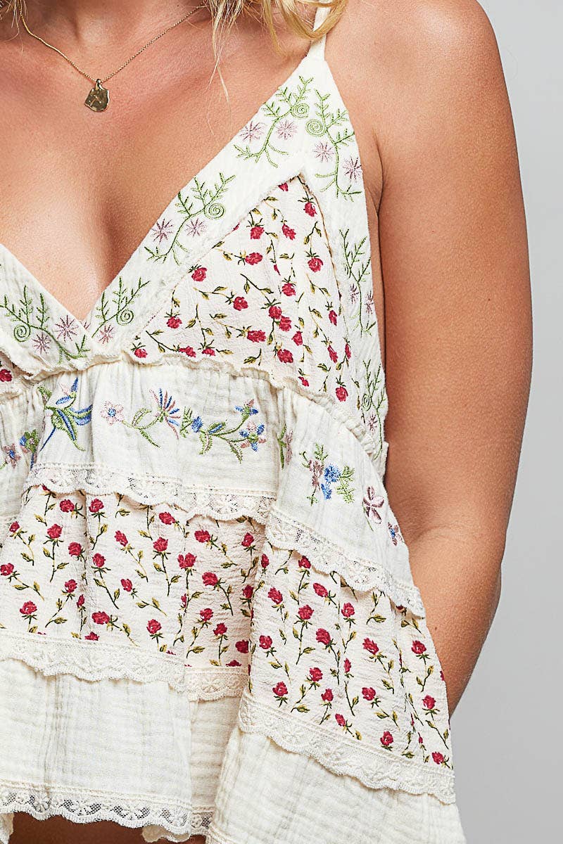 Daisy Drift Embroidered Tank