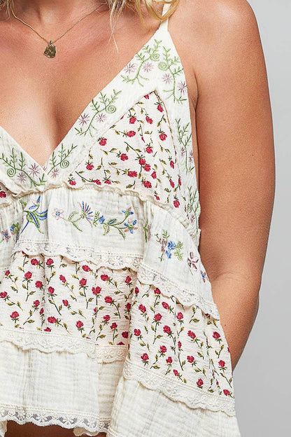 Daisy Drift Embroidered Tank