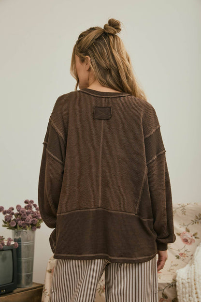 Easy Does It Split Neck Knit Top