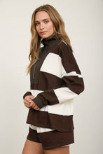 Load image into Gallery viewer, WIDE STRIPE HALF ZIP LONG SLEEVE KNIT TOP