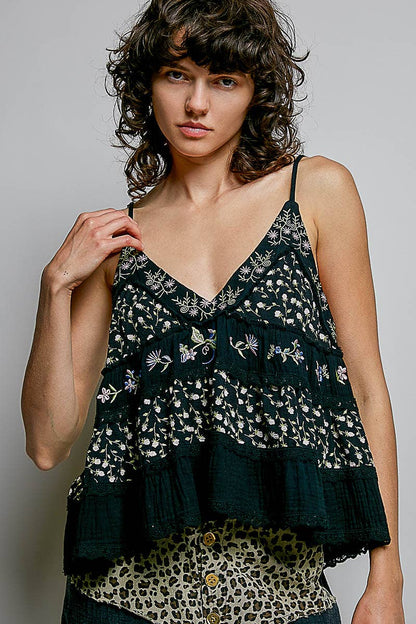 Daisy Drift Embroidered Tank