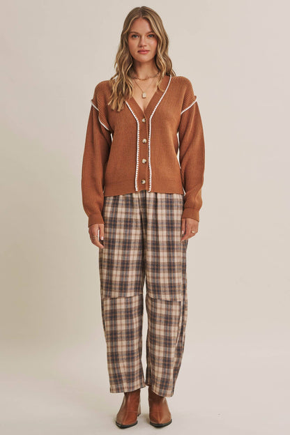EVERYDAY COZY LAYERS CONTRAST STITCH BUTTON-DOWN CARDIGAN