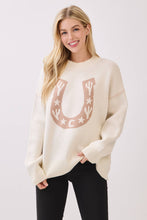 Load image into Gallery viewer, Western Horseshoe Cactus Knit Sweater
