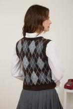 Load image into Gallery viewer, Plaid &amp; Proper Argyle Pattern  Button Down Knit Cardigan Vest