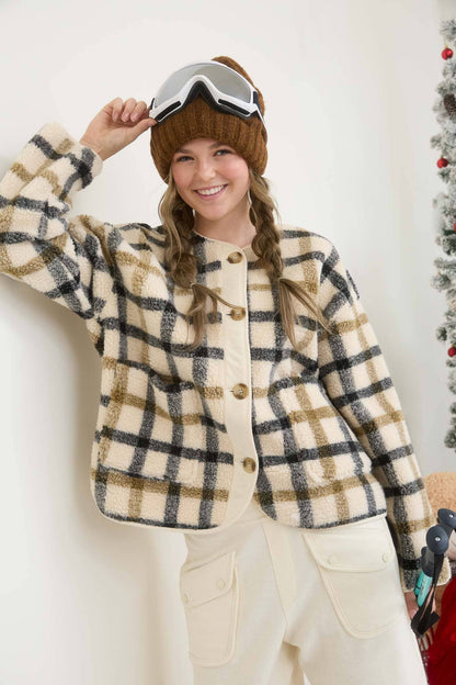 Plaid & Cozy Button Down Jacket