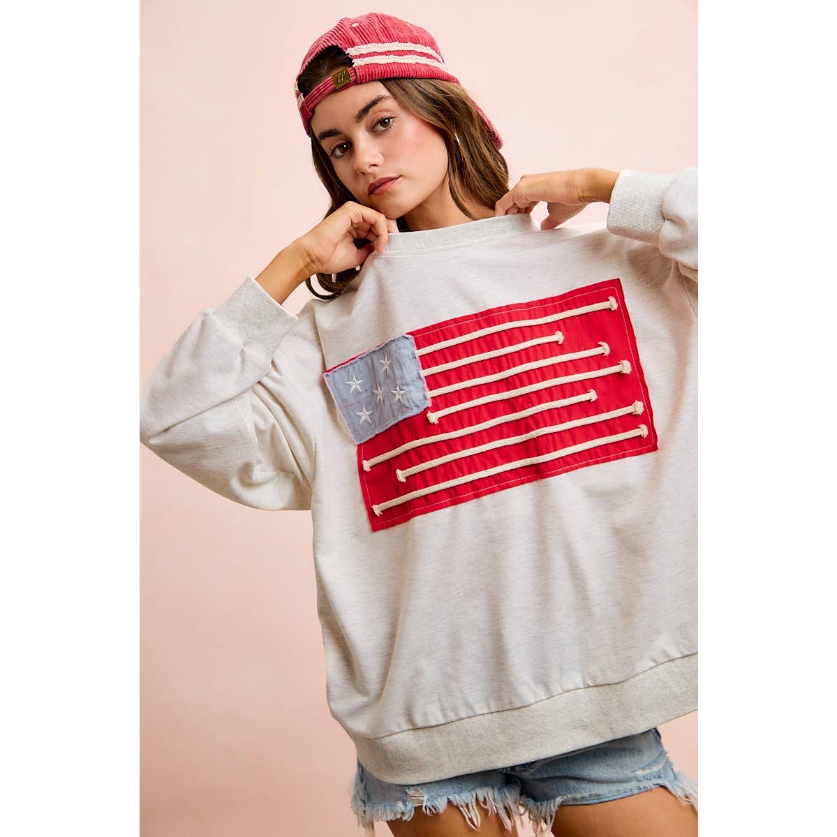 Liberty Lane American Flag Patch Top