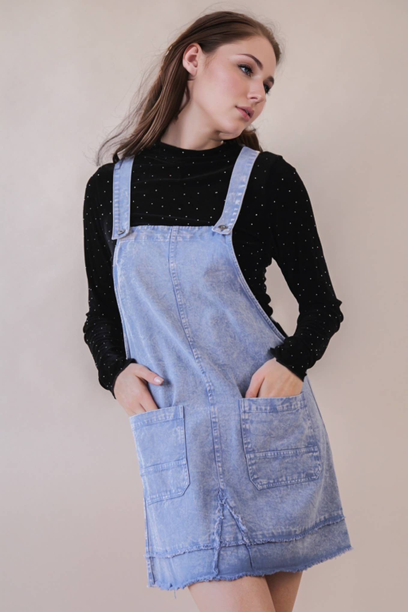 All Washed Up Denim Overall Mini Dress
