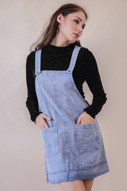All Washed Up Denim Overall Mini Dress