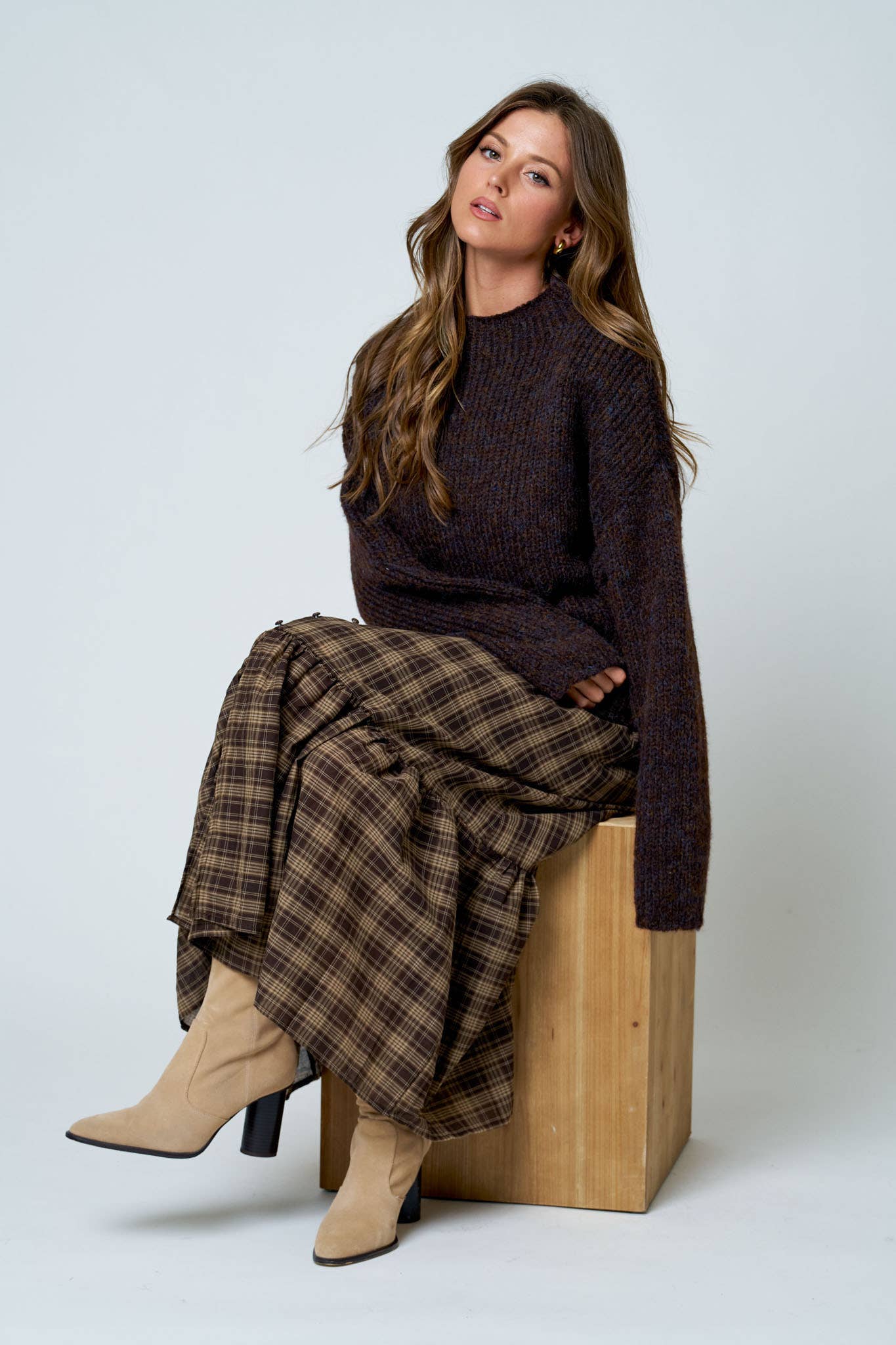 MOCK NECK LONG SLEEVE OVERSIZED KNIT SWEATER