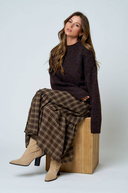 MOCK NECK LONG SLEEVE OVERSIZED KNIT SWEATER