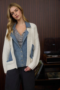 Trace of Denim Cable Knit Jacket