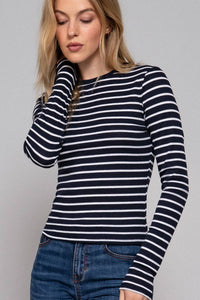 Stripes & Vibes Long Sleeve Striped Knit Top