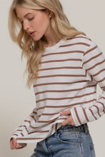 Load image into Gallery viewer, Long Sleeve Round Neck Neck Y/D Stripe Tee