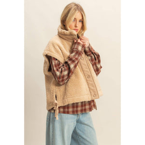 Cool Weather Vibes Sherpa Vest with Tie-Up Side Details