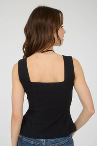 Livin’ on the Edge Zip- Front Square Neck Sleeveless Top