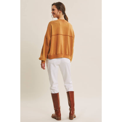 COZY FAVORITE MINERAL-WASHED FRENCH TERRY CARDIGAN