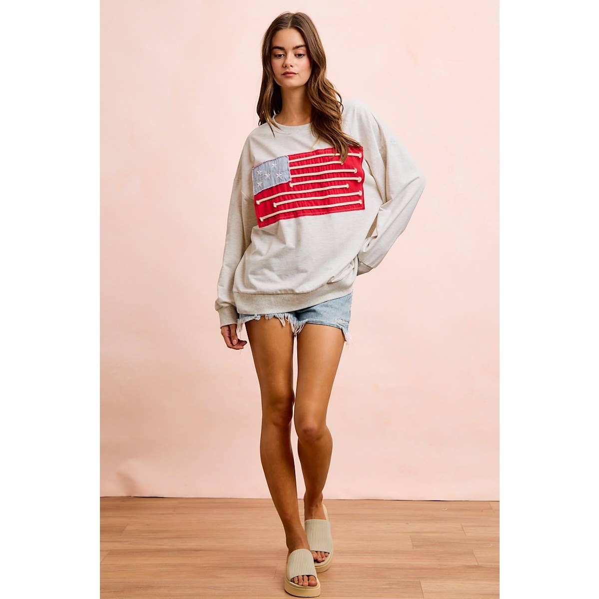 Liberty Lane American Flag Patch Top