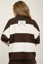 Load image into Gallery viewer, WIDE STRIPE HALF ZIP LONG SLEEVE KNIT TOP