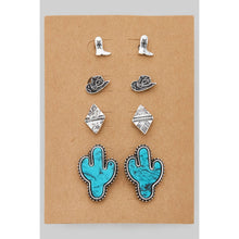 Load image into Gallery viewer, FOUR PIECE WESTERN STUD EARRING SET