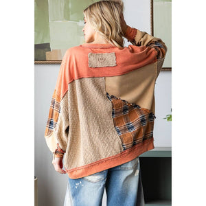 Oli & Hali Patchwork Oversized Pullover Knit Top