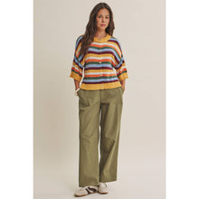 Load image into Gallery viewer, MAPLE STREET MULTI-STRIPE BUTTON-DOWN SWEATER CARDIGAN