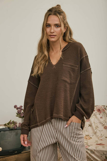 Easy Does It Split Neck Knit Top