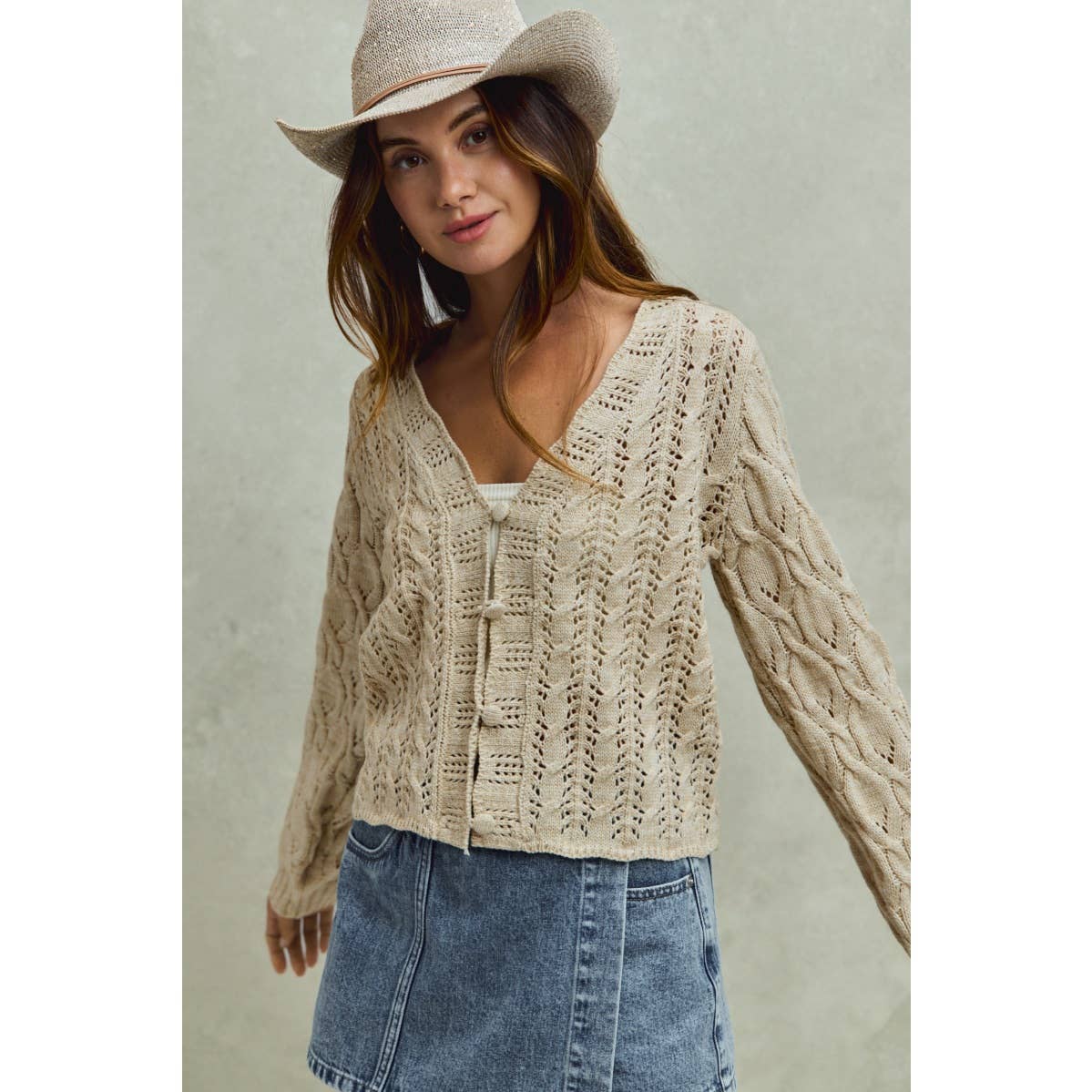 SWEATER WEAVING CARDIGAN TOP