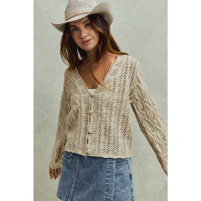 SWEATER WEAVING CARDIGAN TOP