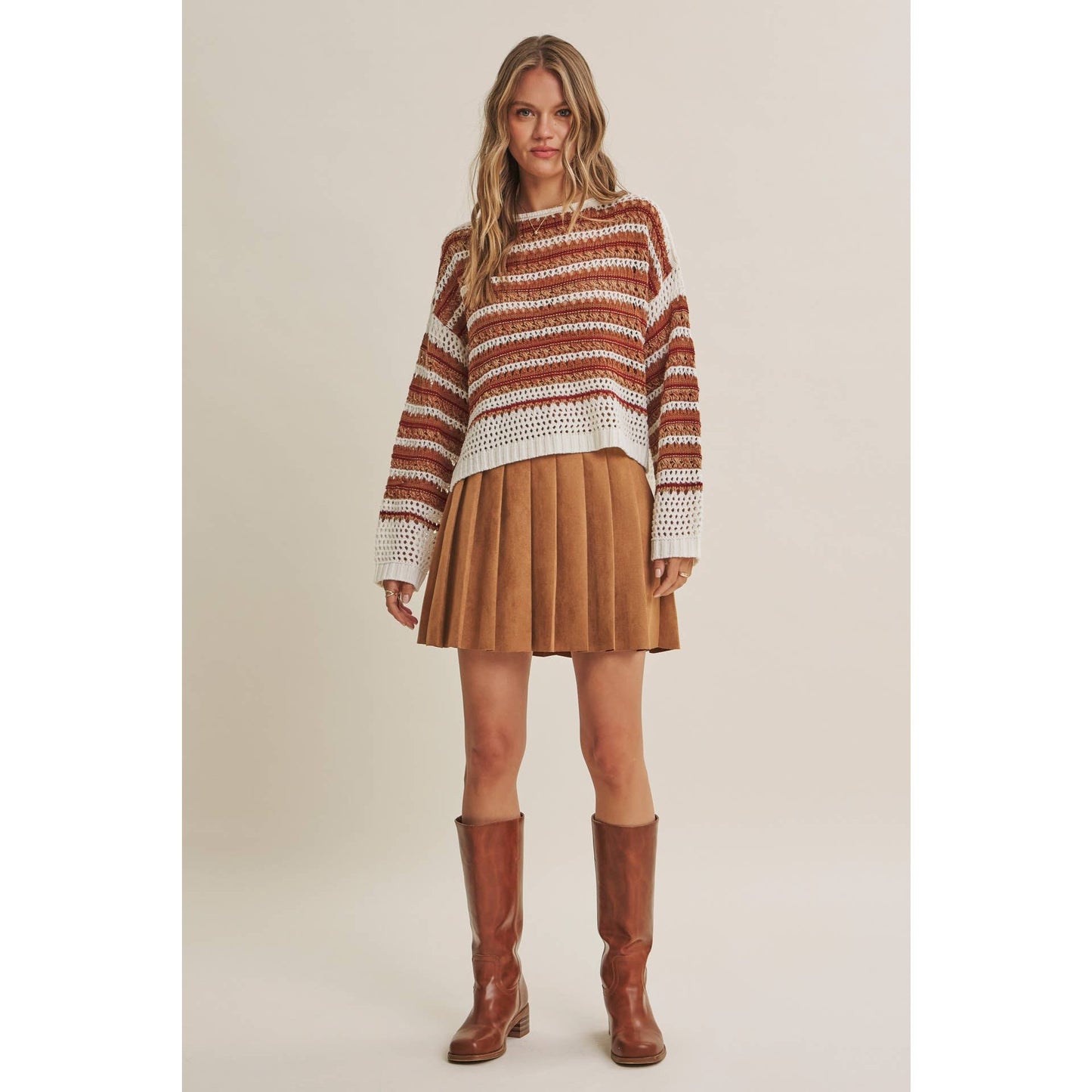 Rodeo Romance Vegan Suede Pleated Mini Skirt