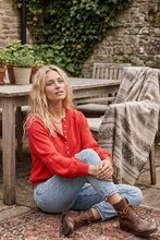 Load image into Gallery viewer, Sunday Social Henley Balloon Sleeve Sweater