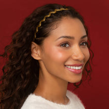 Load image into Gallery viewer, Recycled Plastic Zigzag Headbands 2pc Set - Gold &amp; Red