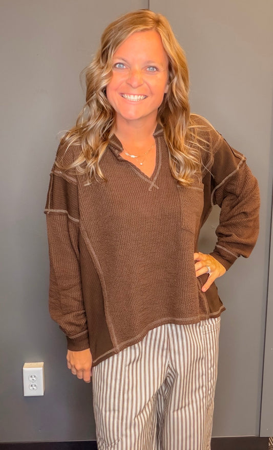 Easy Does It Split Neck Knit Top