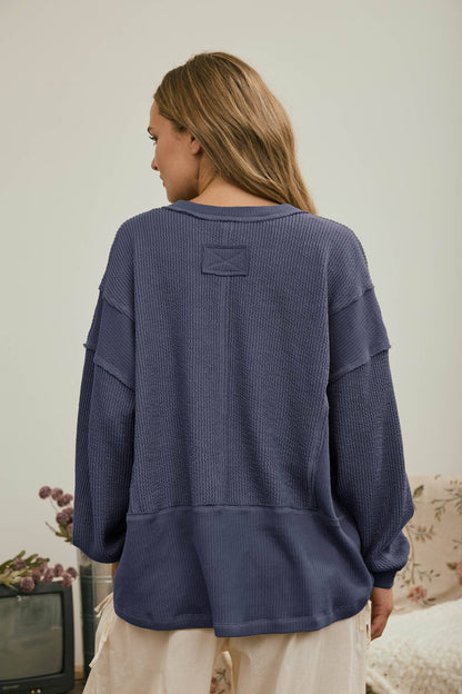 Easy Does It Split Neck Knit Top