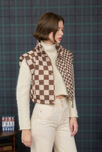 Load image into Gallery viewer, CHECKERED CROPPED PUFFER VEST