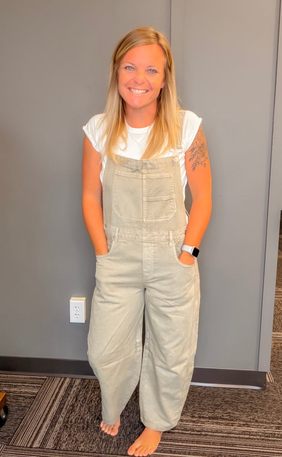 Easy Days Wide Leg Cropped Overalls