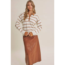 Load image into Gallery viewer, Modern Heritage Stripe Henley Twofer Sweater Top