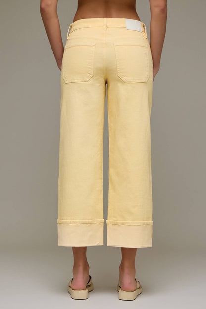 Mellow Yellow Cuffed Mid Rise Petite Dad Jean