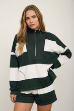 Load image into Gallery viewer, WIDE STRIPE HALF ZIP LONG SLEEVE KNIT TOP
