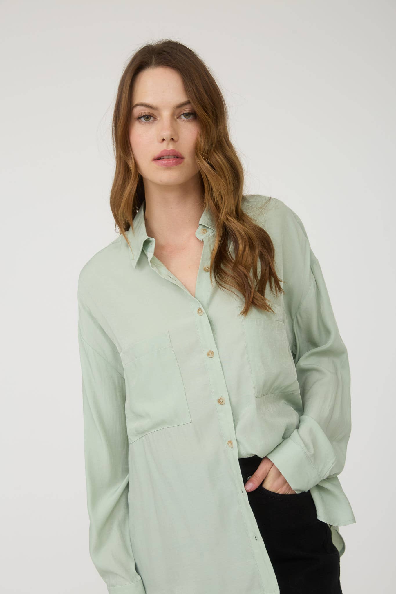 Feeling Bossy Oversized Button Down Long Sleeve Top