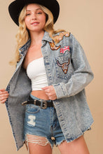 Load image into Gallery viewer, Rodeo Patchwork Snap Up Denim Jacket