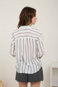 Upper Class Striped Button Down Top