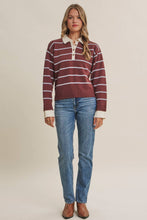 Load image into Gallery viewer, Modern Heritage Stripe Henley Twofer Sweater Top