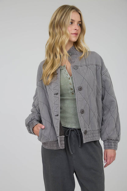 Morning Fog Mineral Washed Quilted Jacket