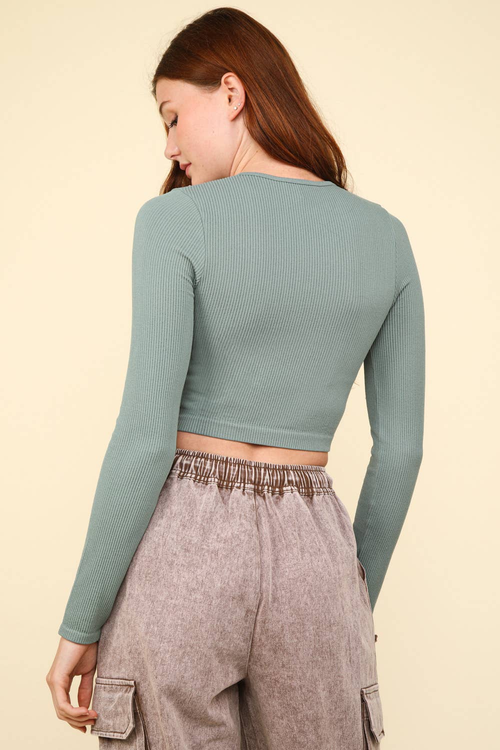 The Clean Slate Fitted Crop Henley Top