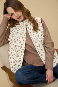 Feeling Social Floral Quilted Zip-Up Puffer Vest